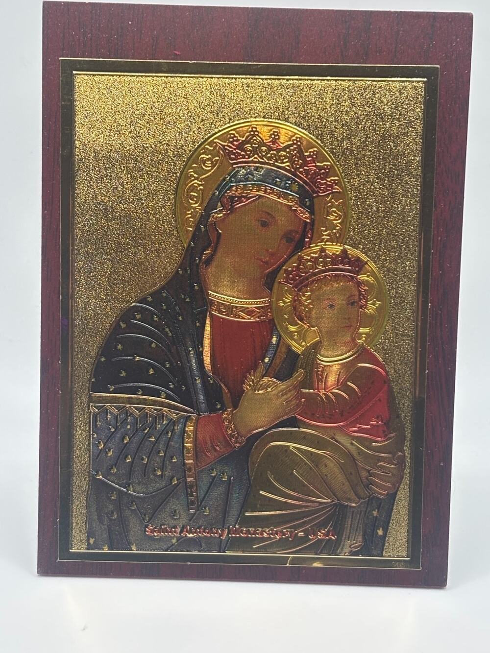 Mary Our Lady of Perpetual Help Icon W/ Child Laminated Wood Wall Decor